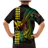 Hawaii Kakau Hammerhead Shark Family Matching Mermaid Dress and Hawaiian Shirt Neon Plumeria Pattern
