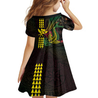 Hawaii Kakau Hammerhead Shark Family Matching Off Shoulder Short Dress and Hawaiian Shirt Neon Plumeria Pattern LT01 - Polynesian Pride