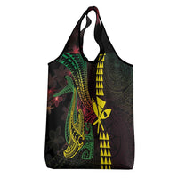 Hawaii Kakau Hammerhead Shark Grocery Bag Neon Plumeria Pattern LT01 - Polynesian Pride