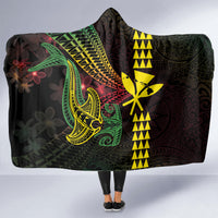 Hawaii Kakau Hammerhead Shark Hooded Blanket Neon Plumeria Pattern LT01 - Polynesian Pride