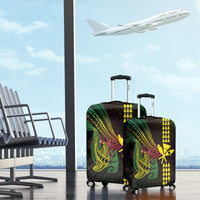 Hawaii Kakau Hammerhead Shark Luggage Cover Neon Plumeria Pattern