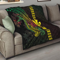 Hawaii Kakau Hammerhead Shark Quilt Neon Plumeria Pattern