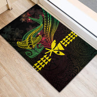 Hawaii Kakau Hammerhead Shark Rubber Doormat Neon Plumeria Pattern LT01 - Polynesian Pride