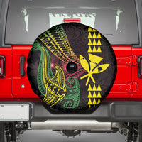 Hawaii Kakau Hammerhead Shark Spare Tire Cover Neon Plumeria Pattern LT01 - Polynesian Pride