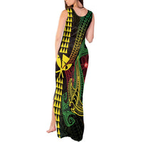 Hawaii Kakau Hammerhead Shark Tank Maxi Dress Neon Plumeria Pattern LT01 - Polynesian Pride