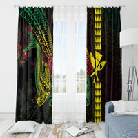 Hawaii Kakau Hammerhead Shark Window Curtain Neon Plumeria Pattern LT01 - Polynesian Pride