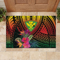 Hawaii Kanaka Maoli Flag Day Rubber Doormat Tropical Flowers