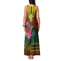 Hawaii Kanaka Maoli Flag Day Tank Maxi Dress Tropical Flowers LT01 - Polynesian Pride