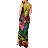 Hawaii Kanaka Maoli Flag Day Tank Maxi Dress Tropical Flowers LT01 - Polynesian Pride