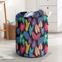 Hawaii Colorful Tropical Leaves Laundry Basket LT01 Black - Polynesian Pride