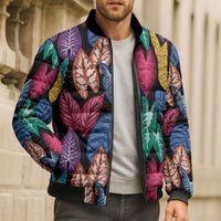 Hawaii Colorful Tropical Leaves Bomber Puffer Jacket LT01 - Polynesian Pride