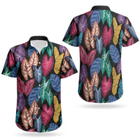 Hawaii Colorful Tropical Leaves Couples Matching Off Shoulder Maxi Dress and Hawaiian Shirt LT01 - Polynesian Pride