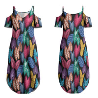 Hawaii Colorful Tropical Leaves Couples Matching Summer Maxi Dress and Long Sleeve Button Shirt LT01 - Polynesian Pride