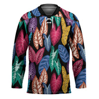 Hawaii Colorful Tropical Leaves Hockey Jersey LT01 Unisex Black - Polynesian Pride