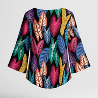 Hawaii Colorful Tropical Leaves Kimono Sleeve Blouse LT01 - Polynesian Pride