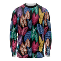 Hawaii Colorful Tropical Leaves Long Sleeve Shirt LT01 Unisex Black - Polynesian Pride
