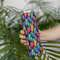 Hawaii Colorful Tropical Leaves Skinny Tumbler LT01 - Polynesian Pride