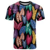 Hawaii Colorful Tropical Leaves T Shirt LT01 Black - Polynesian Pride