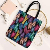 Hawaii Colorful Tropical Leaves Tote Bag LT01 Black Strap One Size Black - Polynesian Pride