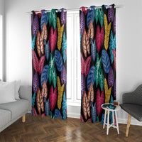 Hawaii Colorful Tropical Leaves Window Curtain LT01 With Grommets Black - Polynesian Pride