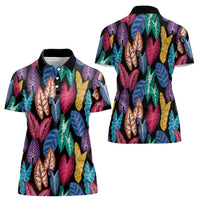 Hawaii Colorful Tropical Leaves Women Polo Shirt LT01 - Polynesian Pride