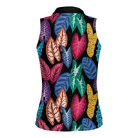 Hawaii Colorful Tropical Leaves Women Sleeveless Polo Shirt LT01 - Polynesian Pride