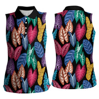 Hawaii Colorful Tropical Leaves Women Sleeveless Polo Shirt LT01 - Polynesian Pride