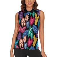 Hawaii Colorful Tropical Leaves Women Sleeveless Polo Shirt LT01 - Polynesian Pride
