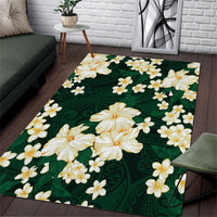 Hawaii Hibiscus Plumeria Green Area Rug Polynesian Pattern LT01 Green - Polynesian Pride