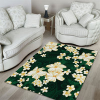 Hawaii Hibiscus Plumeria Green Area Rug Polynesian Pattern LT01 - Polynesian Pride