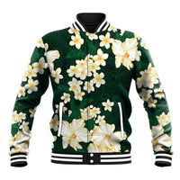 Hawaii Hibiscus Plumeria Green Baseball Jacket Polynesian Pattern LT01 Unisex Green - Polynesian Pride
