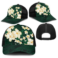Hawaii Hibiscus Plumeria Green Baseball Net Cap Polynesian Pattern LT01 - Polynesian Pride