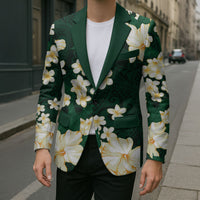 Hawaii Hibiscus Plumeria Green Blazer Polynesian Pattern LT01 - Polynesian Pride