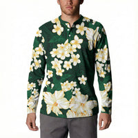 Hawaii Hibiscus Plumeria Green Button Sweatshirt Polynesian Pattern LT01 - Polynesian Pride