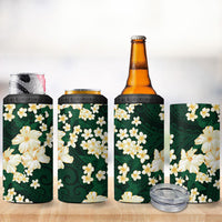 Hawaii Hibiscus Plumeria Green 4 in 1 Can Cooler Tumbler Polynesian Pattern LT01 - Polynesian Pride