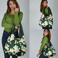 Hawaii Hibiscus Plumeria Green Grocery Bag Polynesian Pattern LT01 - Polynesian Pride
