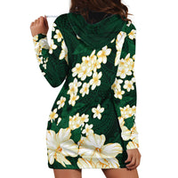 Hawaii Hibiscus Plumeria Green Hoodie Dress Polynesian Pattern LT01 - Polynesian Pride