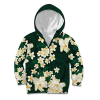 Hawaii Hibiscus Plumeria Green Kid Hoodie Polynesian Pattern LT01 Zip Hoodie Green - Polynesian Pride