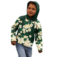 Hawaii Hibiscus Plumeria Green Kid Hoodie Polynesian Pattern LT01 - Polynesian Pride