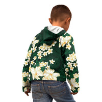 Hawaii Hibiscus Plumeria Green Kid Hoodie Polynesian Pattern LT01 - Polynesian Pride