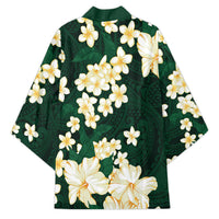 Hawaii Hibiscus Plumeria Green Kimono Polynesian Pattern LT01 - Polynesian Pride