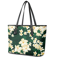 Hawaii Hibiscus Plumeria Green Leather Tote Bag Polynesian Pattern LT01 - Polynesian Pride
