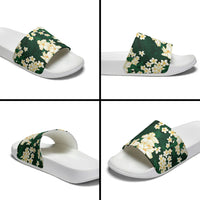 Hawaii Hibiscus Plumeria Green Slide Sandals Polynesian Pattern LT01 - Polynesian Pride