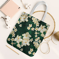 Hawaii Hibiscus Plumeria Green Tote Bag Polynesian Pattern LT01 White Strap One Size Green - Polynesian Pride