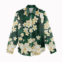Hawaii Hibiscus Plumeria Green Women Casual Shirt Polynesian Pattern LT01 - Polynesian Pride