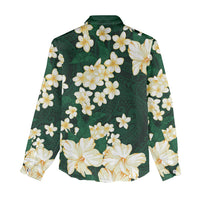 Hawaii Hibiscus Plumeria Green Women Casual Shirt Polynesian Pattern LT01 - Polynesian Pride