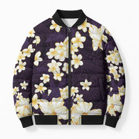 Hawaii Hibiscus Plumeria Purple Bomber Puffer Jacket Polynesian Pattern LT01 Unisex Purple - Polynesian Pride