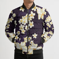 Hawaii Hibiscus Plumeria Purple Bomber Puffer Jacket Polynesian Pattern LT01 - Polynesian Pride