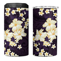 Hawaii Hibiscus Plumeria Purple 4 in 1 Can Cooler Tumbler Polynesian Pattern LT01 One Size: 16 oz Purple - Polynesian Pride