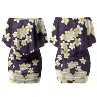 Hawaii Hibiscus Plumeria Purple Couples Matching Off Shoulder Short Dress and Hawaiian Shirt Polynesian Pattern LT01 - Polynesian Pride